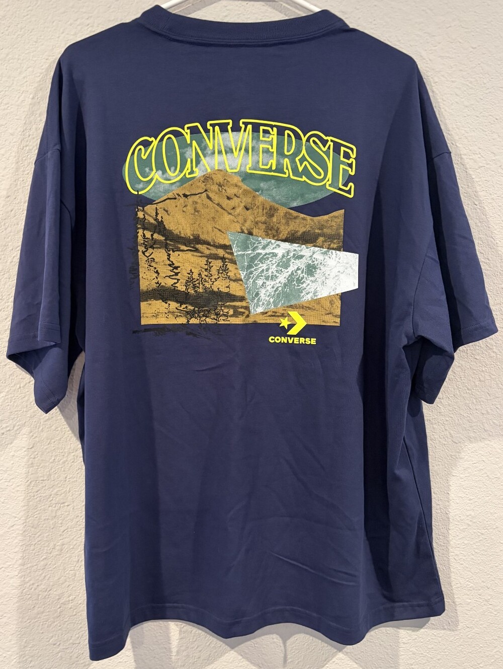 NEW Converse Mens Navy Blue Mountain Desert Graphic Short Sleeve T Shirt Size M
